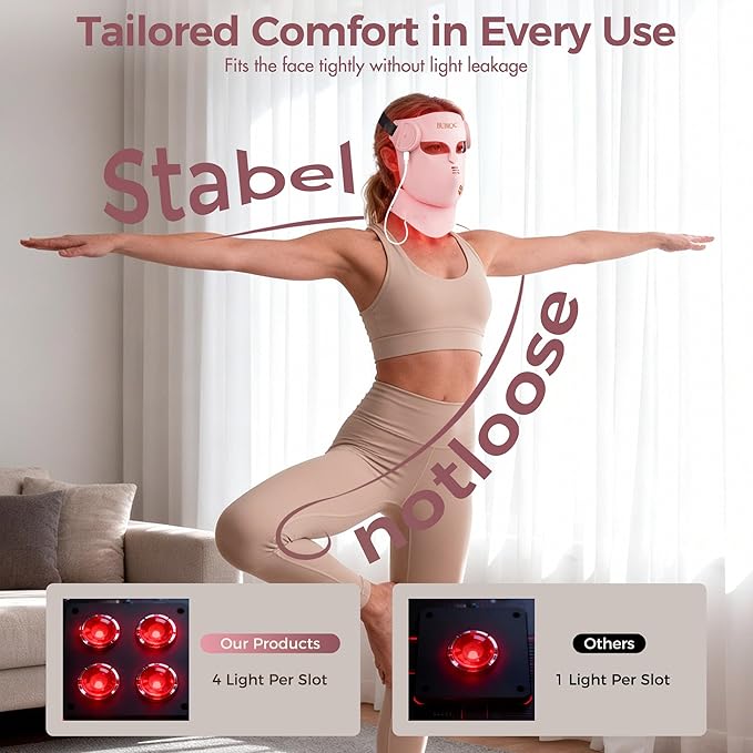 4D Red Light Therapy for Face with 400 LEDs,8+1 Color Light Therapy Mask for 4 Modes, 850nm Near Infrared Red Light Mask, 4000mAh Portable Rechargeable Led Face Mask Remote Control for Home & Travel