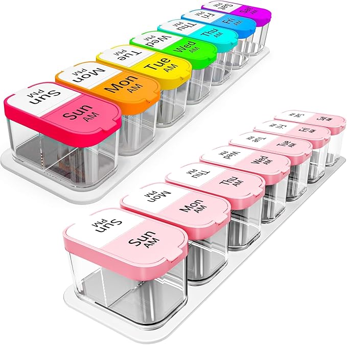 Daviky Extra Large Weekly Pill Organizer, XL Pill Box 2 Times a Day, 7 Day AM PM Medicine Pill Organizer for Supplement, Big Daily Pill Case Holder with Large Container for All Your Vitamin