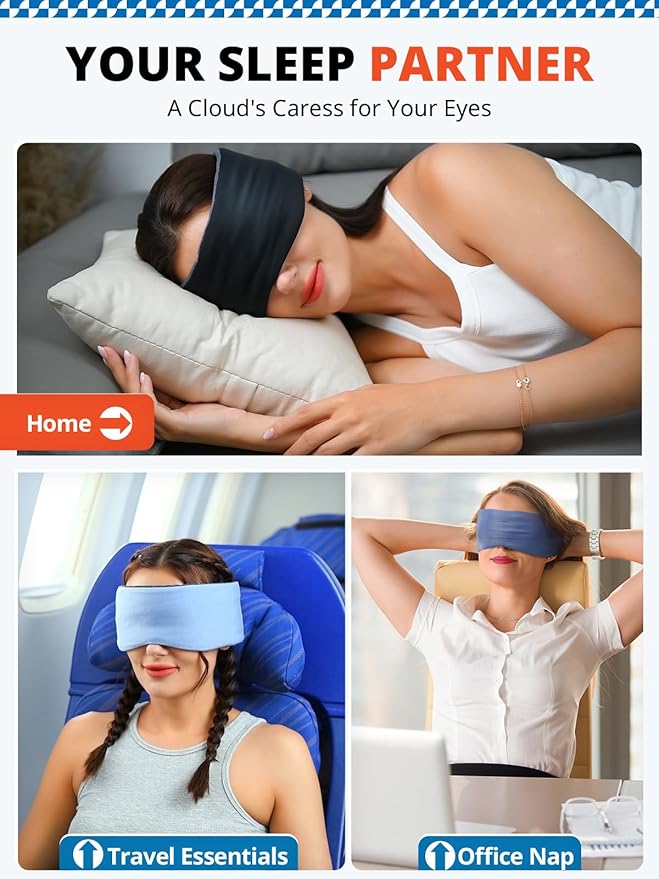 Sleep Mask, Eye Mask for Sleeping, Upgraded Blackout Eye Cover for Women Men, Wider Adjustable Strap for Side Sleeper, Travel, Nap, Yoga, Ultra-Soft, Relief Eye, Pink
