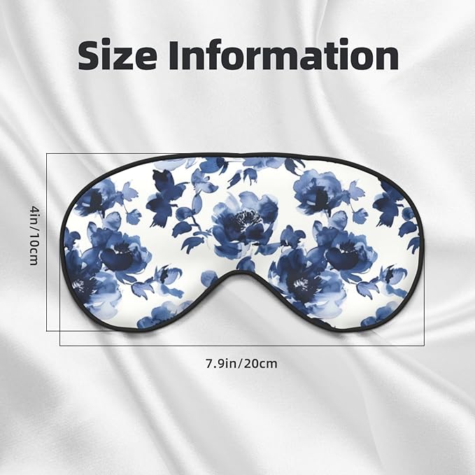 Watercolor Blue Floral Sleep Mask Eye Mask with Adjustable Strap Eye Sleep Shade Cover Blocks Light for Women Men Airplane Travel Nap