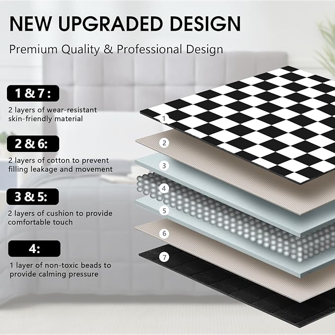 Black Checkered Weighted Blanket for Adults 20lbs, 88"x104" King Size, Cooling Heavy Blanket for 130-220lbs with Premium Glass Beads, Soft Thick Big Blankets for All-Season Sleeping Comfort Breathable