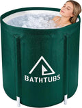 STARBRILLIANT Portable Foldable Bathtub, Collapsible Adult Travel Bath Tub for Camping, Home & Spa, Space-Saving Storage, Durable PVC Material (Dark green, 27inch)