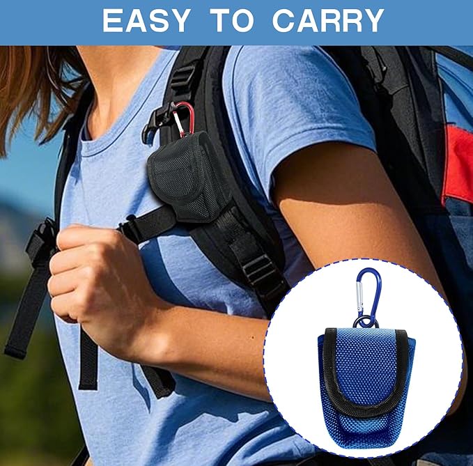 Fingertip Pulse Oximeter Case with Carabiner, Nylon Carrying Pouch, Suitable for Travel or Home，Blue(only case)