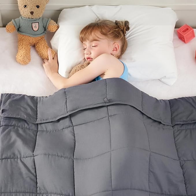 yescool Weighted Blanket 7 Pounds Cooling Weighted Lap Blanket, Grey Heavy Blankets for Sleeping, Weighted Throw Blanket Gifts for 60-80lbs, 40"x60"