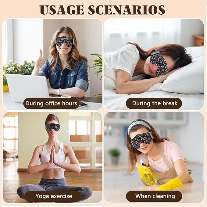 Red Light Eye Mask, 5 Modes Adjustable LED Red Light Therapy for Eyes, Under Eye Red Light Therapy Device for Relieve Eye Bags, Dark Circles and Puffiness, Smoothing Fine Lines