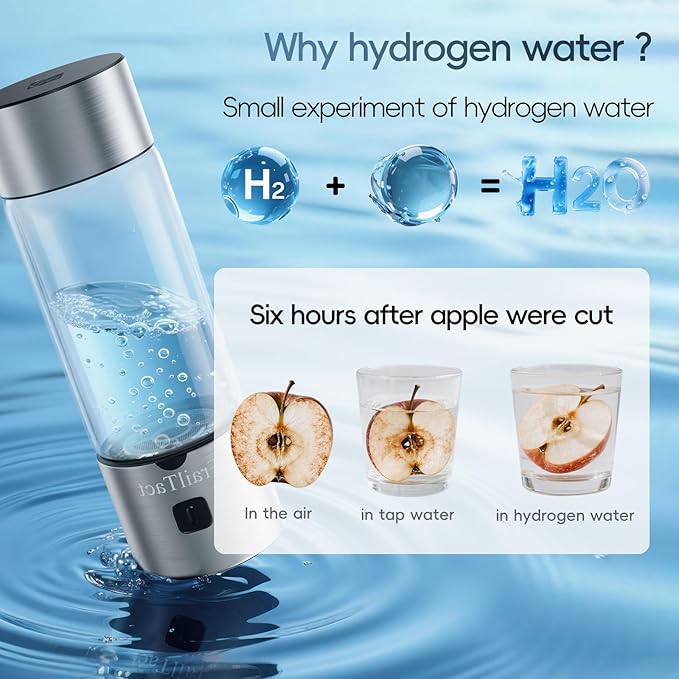 Hydrogen Water Bottle, 2025 Upgraded SPE/PEM Technology-3 Minutes Hydrogen Rich, Portable Athletic Performance, Hydration System for Home, Office, Fitness Travel, Sports, Drinking (Silver)