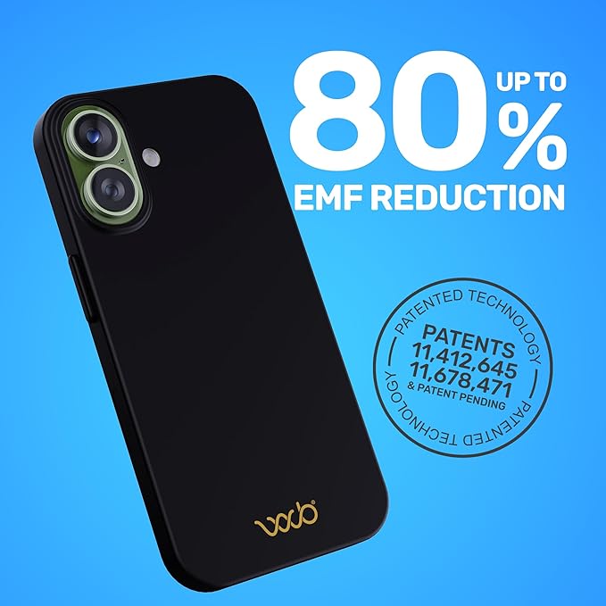 WAVEBLOCK EMF Protection Silicone iPhone Case Compatible with iPhone 17, Radiation Blocker, 5G Shield Reduction, Lightweight, USA Patented and Tested in FCC Lab, Black