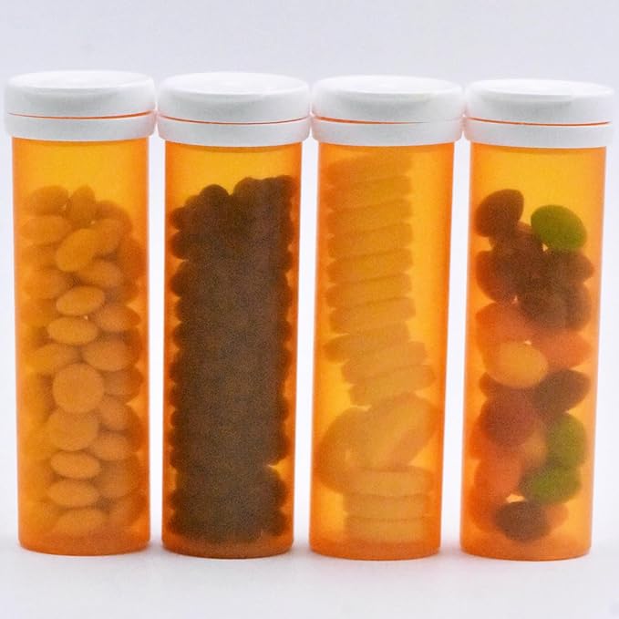Pill Bottle with Desiccant Cap, Medicine Bottle, Pill Bottles Empty with Caps, Empty Pill Bottles (11 Dram, 24 Pack)