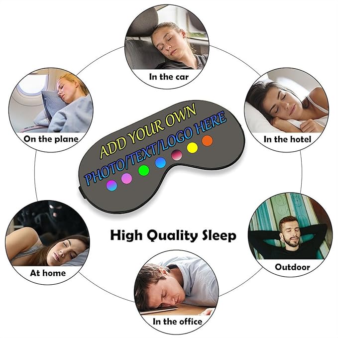 Personalized Eye Mask, Custom Eyeshade Blindfold Add Your Design Image Text Customized Eye Cover with Adjustable Strap for Sleeping Travel Work Naps Blocks Light, Grayish Yellow