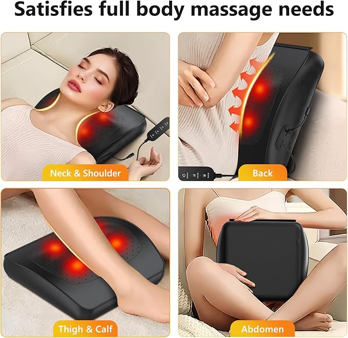 Back Massager with Heat,Shiatsu Neck Back Massager Pillow,Deep Tissue Kneading Back Massage,Massage Pillow for Shoulders,Legs,Foot,Body Muscle Relief,Neck Massager for Women/Men/Dad/Mom