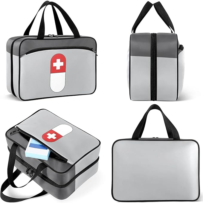 Naanle Pill Organizer Bag Travel Pill Bottle Medicine Organizer Home Storage Medication Bag for Vitamin Supplements, Pill with Cross Empty First Aid Bag for Camping Car, 1.0 Count
