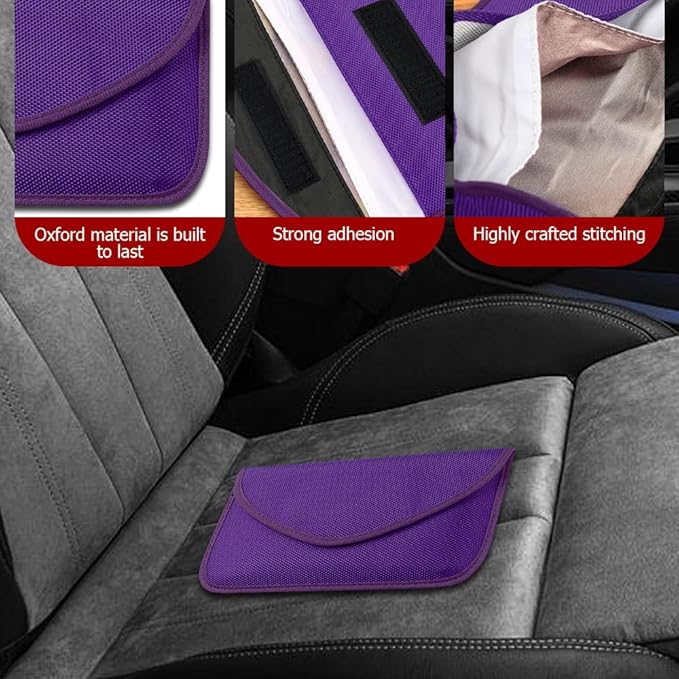 2PCS Faraday Bags for Car Key and Cell Phone, Signal Blocking Bag, Faraday Key Fob Protector, Universal Cell Phone Privacy Card Protection Car Accessories for Anti-Thefting (Black+Purple)