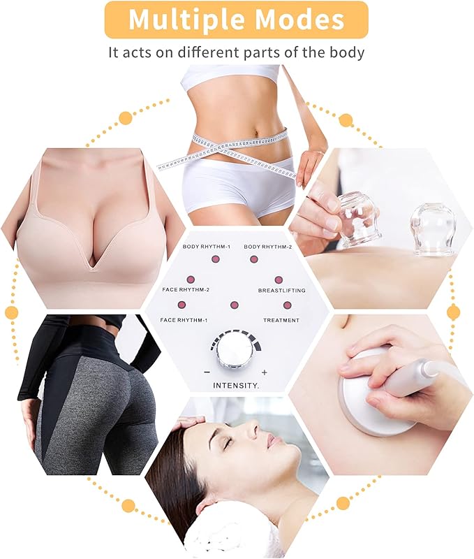 Yofuly Vacuum Therapy Machine, Multifunctional Vacuum Therapy Cupping Machine, Vacuum Cupping Machine with 30 Vacuum Cups and 3 Gua Sha Handles | 0-70 cmHg