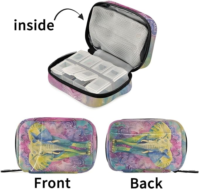 Travel Pill Organizer Animal Elephant Vitamin Planner Medicine Box Large Compartments Daily Pill Organizer