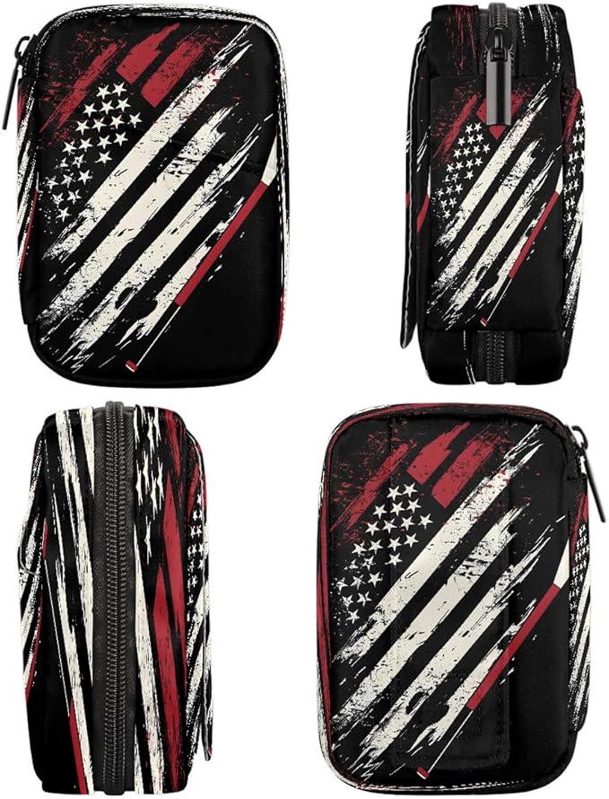 American Flag Abstract Art Travel Pill Organizer Box Weekly Portable Pill Case Daily Pills 7 Day Small Birth Control Pills Container Removable Compartments for Medicine Vitamins Fish Oil