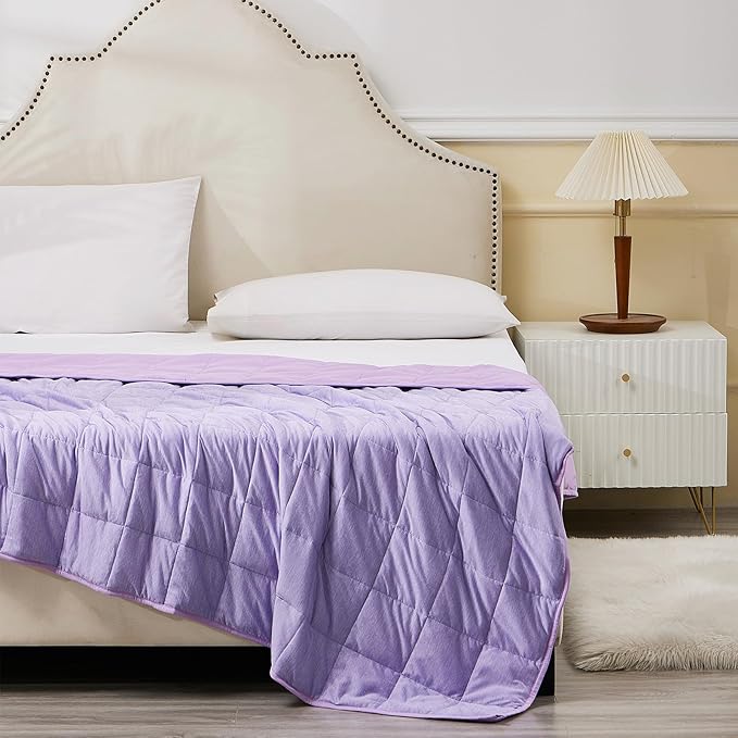 Weighted Blanket 15 Pounds Queen Size, Cooling Blanket for Adult Hot Sleepers, Soft Bed Blanket Universal to All Seasons, 60''x80'' 15 LBS, Purple