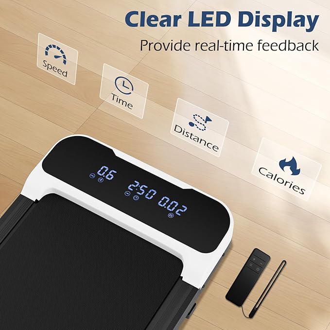 GYMAX Walking Pad, 2.5HP 3 in 1 Under Desk Treadmill with Remote Control, LED Display & 3 Countdown Modes, Free-Installation Portable Compact Running Jogging Machine for Home Small Space