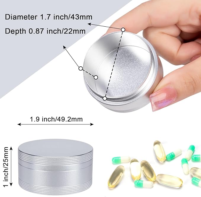 Metal Pill Case for Purse Pocket - Waterproof Pill Container Daily Pill Box Portable Medicine Organizer for Pills/Vitamin/Fish Oil/Supplements, Silver Medium Pill Box