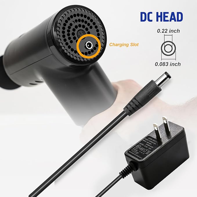 24V AC Adapter for Massage Gun Charger Output: DC 24V or 25.2V Massage Gun Power Cord Muscle Blaster Only fit with Brushless Motor Massage Guns(Don't Fit 12V or 16.8V Charger)