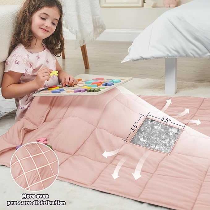 Pink Weighted Blanket Kids 3lbs, 36"x48", Cooling Heavy Throw Blanket for 20-40lbs, Microfiber Soft Thick Big Blankets Weighted Comforter Breathable Gift for Sleeping