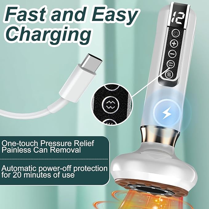 Intelligent Handheld Massage Tool for Anti - Cellulite, Electric Cupping Device with 12 Suction Modes. This Fat Remover Massager is suitable for Arms, Legs, Back and can be Used at Home. (white)