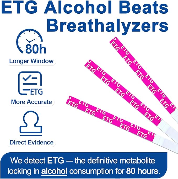 ETG Alcohol Urine Strips, High Sensitivity | Rapid 2-Minute Results for Home/Workplace/Rehab Testing | 24-80 Hour Detection Window [20 Pack]