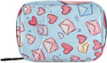Pink Hearts Blue Letter Travel Pill Organizer Case Box Container Weekly Portable Vitamin Medicine Holder Storage Bag with Zipper Removable