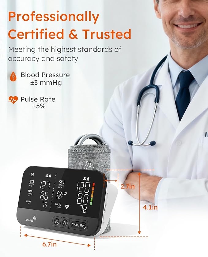 Clinical Accurate Blood Pressure Monitors for Home Use,Dual-Screen Automatic Blood Pressure Machine,One-Touch Automatic Measurement,2 Users, Voice & Mute, LED display screen, Birthday Gifts for Family