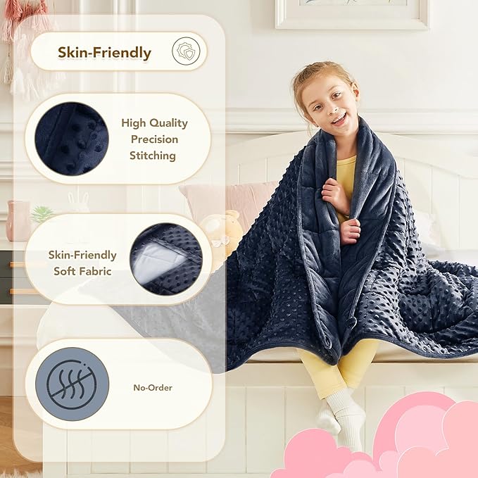 CuteKing Weighted Blanket - Weighted Blanket with Premium Glass Beads - Heavy Blanket Crystal Velvet for Comfort Sleep - Thick Blanket All Season (10lbs, 48"x72", Blue Bubble)