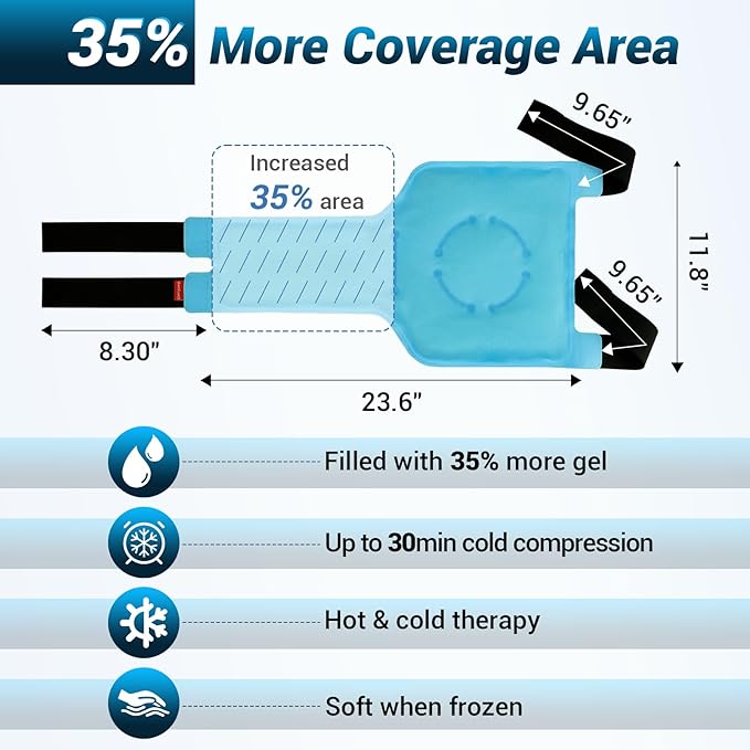 Comfytemp Shoulder Ice Pack & Knee Ice Pack Wrap, Ice Packs for Injuries Reusable Gel, Instant Compression for Pain Relief, Surgery Gift