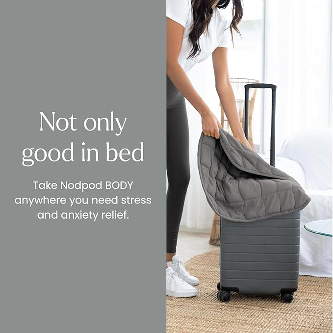 nodpod Body 6.5lb Patented Compact Weighted Blanket I Perfect for Relaxation, Sleeping & Travel l I Glass Bead Filled, Machine Washable (29" x 24") - Elephant Gray