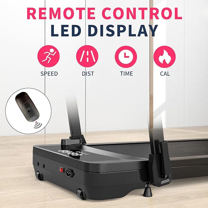 Walking Pad Treadmill, Remote Control Treadmills for Home Small,Portable Under Desk Treadmill, Running Machine with LED Display,Silver & White