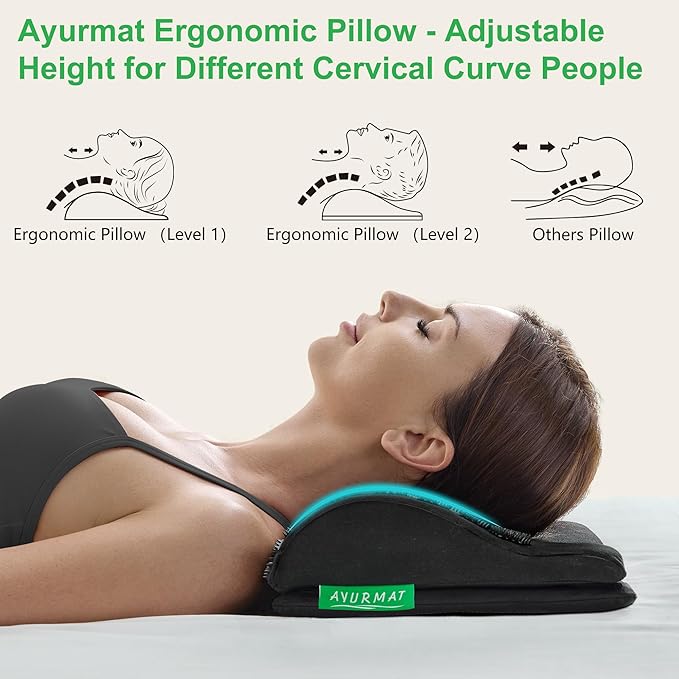 Acupressure Mat and Pillow Set - Full Body Pro Kit for Stress Relief, Muscle Relaxation & Pain Relief - Natural Eco-Friendly Linen & Coconut Fiber Mat - Includes Carrying Bag (Black)