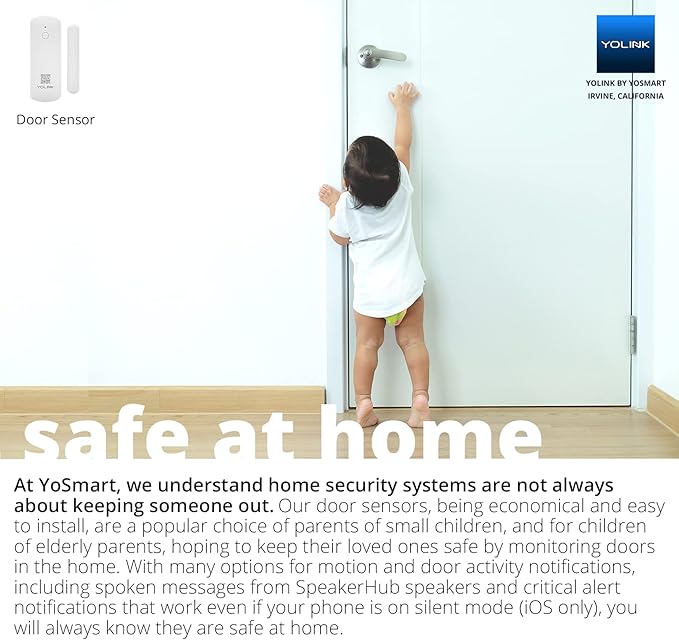 YoLink LoRa Smart Door Sensor Starter Kit: SpeakerHub Audio Hub & 2 Door Sensors - Up to 1/4 Mile Range, Door Left-Open Reminders, up to 5 Year Batteries, Alexa, IFTTT, Home Assistant