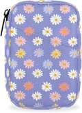 Cute Purple Daisies Pill Case Everyday Travel, 7 Day Weekly Medicine Pill Box Compact Portable Pills Bottle Organizer with Zipper for Daily Vitamin Medicine Holder Bottle Organizers Bag