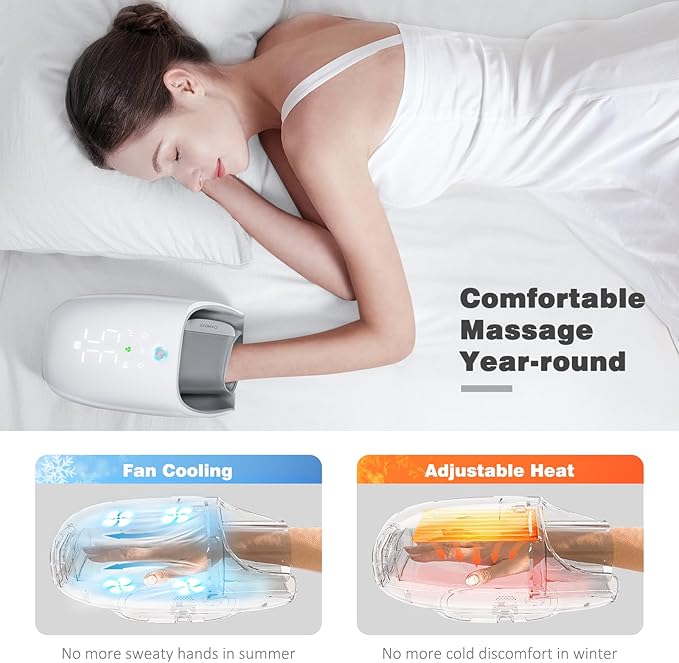 KNQZE Hand Massager with Heat and Compression, Rechargeable Touchscreen Massager with Roller Kneading for Wrist, Carpal Tunnel and Finger Numbness Relief, Gifts for Women Men Mom Dad (White)