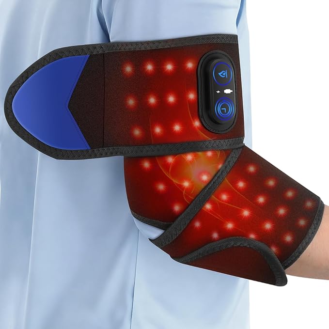 Cordless Heating Pad for Arm Elbow Wrist Leg Pain Relief, Red Light Knee Ankle Heating Pads, Heated Elbow Brace Wrap Heating Pad for Arm, Wrist, Ankle, Leg with 3 Heating Levels & Auto Shut-Off Timer