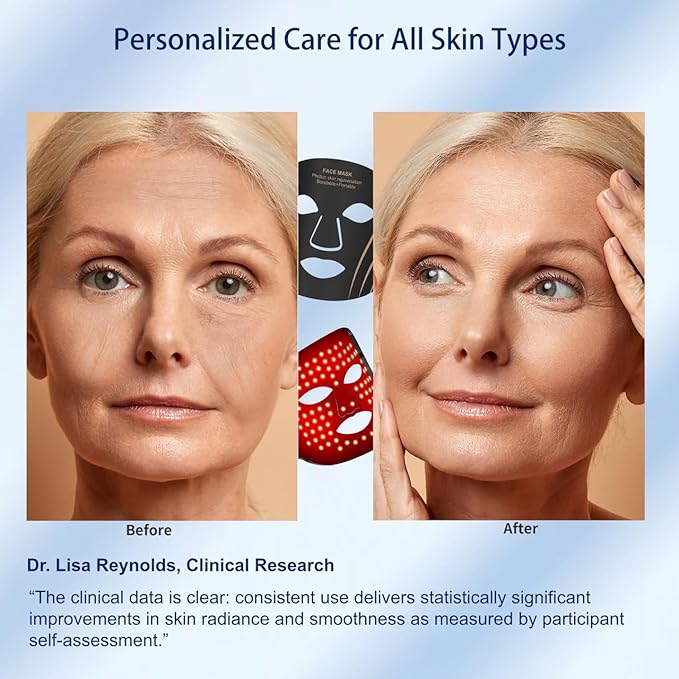 Red Light Therapy for Face, LED Light Therapy Mask, 8-in-1 Colors, Rechargeable with Timer, Portable for Home and Travel
