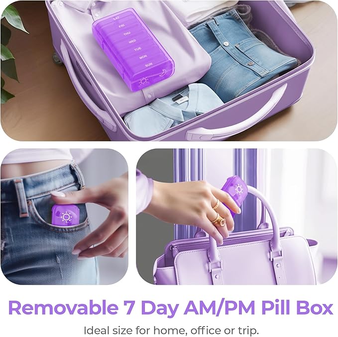 AUVON XL Weekly Pill Organizer 2 Times a Day, AM PM Pill Case with One-Side Large Opening for Easy to Use, Pill Box 7 Day Travel Medication Organizer for Medications, Vitamins, Fish Oils, Supplements