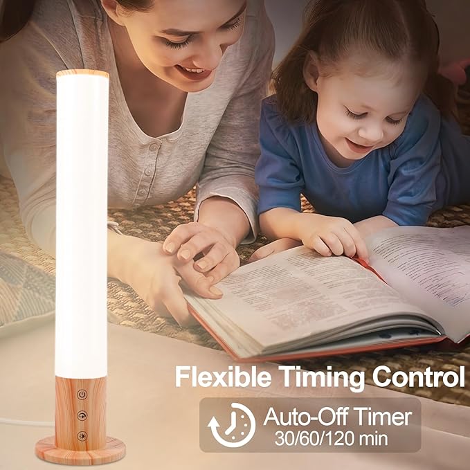 Light Therapy Lamp - 10000 Lux Full Spectrum Sun Lamp, 3 Color Temperatures & 670nm Red Light, Touch/Remote Control, Stepless Dimming, USB Charging, GlowPillar Sunlight Lamp for Home Office