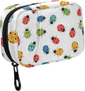 Fustylead Colorful Hand Draw Ladybugs Pill Organizer and Storage Weekly with Zipper, Removable Pill Box Portable Medicine Organizer for Vitamin Fish Oil Supplement