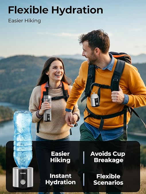 Hydrogen Water Bottle, Up to 6000ppb | Hang & Go Portable Hydrogen Water Bottle Generator with SPE/PEM Technology, Leak-Proof Design for Home, Office, Travel, Hiking, Sports & Outdoor Activities