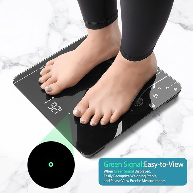 Vitafit Digital Bathroom Scale for Body Weight, High Precision in 0.1lb Assured by Weight Scale Professional Factory Since 2001, White LED and Step-On, 3*AAA Batteries Included, 400lb/182kg, Black