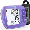 Upper Arm Blood Pressure Monitor with Wide Cuff, Automatic Digital BP Machine for Home Use, Large Backlit Display, Irregular Heartbeat Detection, Includes Storage Bag & 2×60 Memory (Purple)