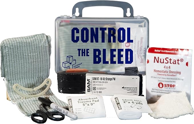 Certified Safety Mfg Control The Bleed Kit - 10pc USA-Made Control The Bleed Kit with Tourniquet, Gauze, Hemostatic Bandage, and More - Blood Clotting Products for Medical Trauma to Stop Bleeding