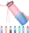1 litre Motivational Fitness Sport Water Bottle with Straw & Time Maker, Leak-proof, BPA-free, Tritan, Toxin Free Plastic Drink Bottle Design for Girls, Boy, Cycling, School & Office