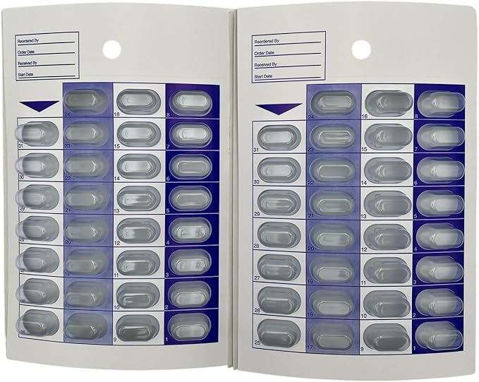 31 Day Monthly Cold Seal Medication Pill Blister Cards, Disposable Easy to Use Pill Organizer for Summer Camps, Pharmacists, Caregivers (Pack of 6)