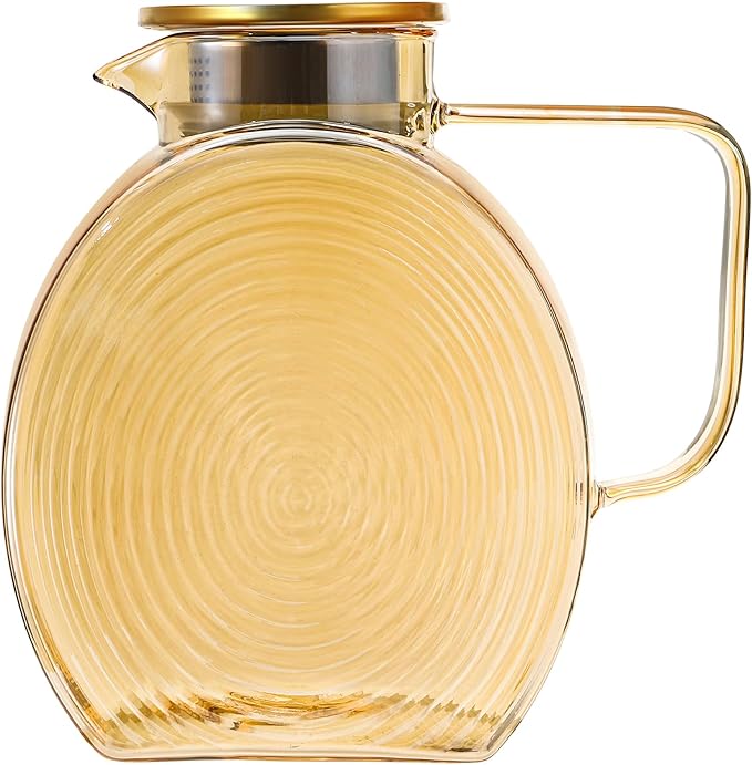 Suwimut Glass Pitcher with Lid and Spout, 2.5 Liter 84 oz Jug Water Pitcher with Handle for Fridge, High Borosilicate Large Glass Carafe Jug for Hot/Cold Water Iced Tea Juice Coffee Milk Beverage