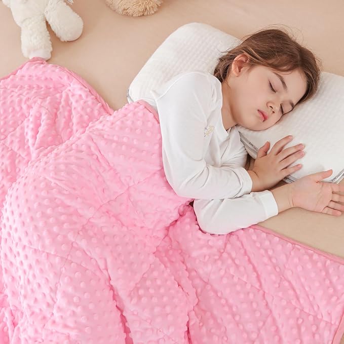 Sivio Weighted Blanket, Minky Dots Weighted Blankets,Soft and Cozy Cooling Heavy Blanket for Bed, Calm and Nap, School and Home,5lbs 36 x 48inches, Pink