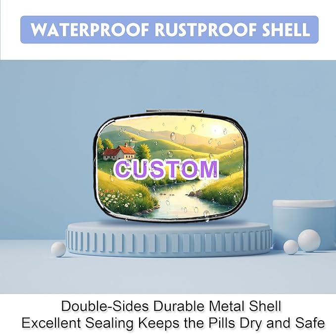 LAIFU Custom Pill Box Organizer Travel Personalized Metal Pill case with with Mirror